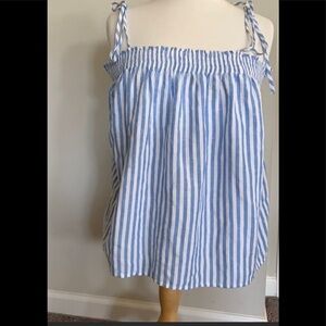 Levi’s Blue & White Smocking and shoulder ties linen viscose   Size XL